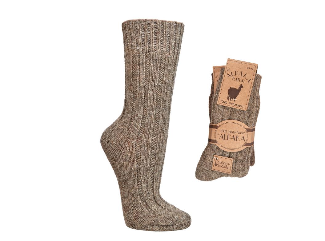 Alpaka Wollsocken aus 100% nat�rlicher Wolle, beige