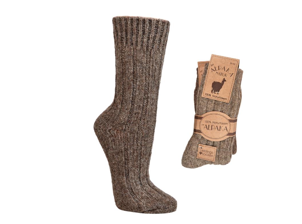 Alpaka Wollsocken aus 100% nat�rlicher Wolle, braun