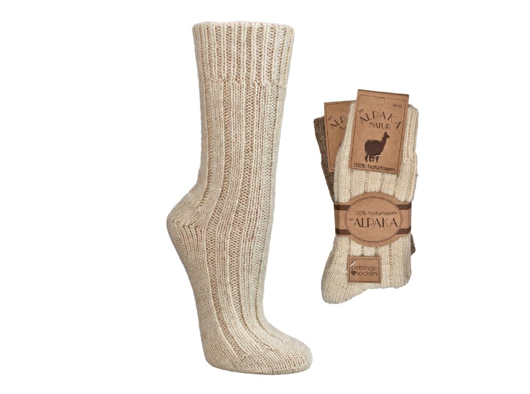 Alpaka Wollsocken aus 100% nat�rlicher Wolle, creme