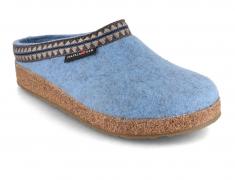 HAFLINGER Damen Filz Clogs Grizzly Lucky, eisblau