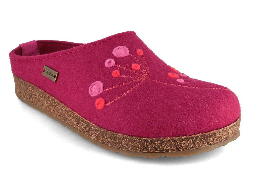 HAFLINGER Damen Filz Hausschuhe Grizzly Amaya, port