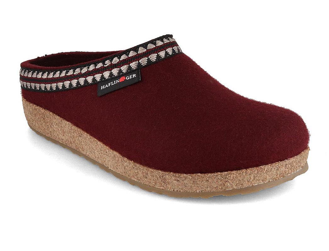 HAFLINGER Damen Filz Hausschuhe Grizzly Lucky, bordeaux
