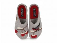 HAFLINGER Damen Pantoffel Grizzly Winterbird, steingrau