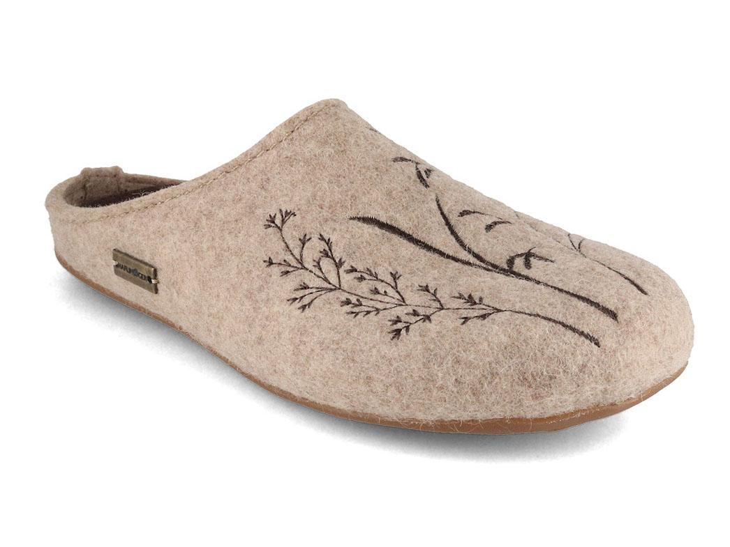 HAFLINGER Damen Filzpantoffeln Everest Botanica, beige