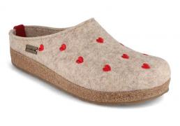 HAFLINGER Damen Filzpantoffeln Grizzly Cuoricino, beige