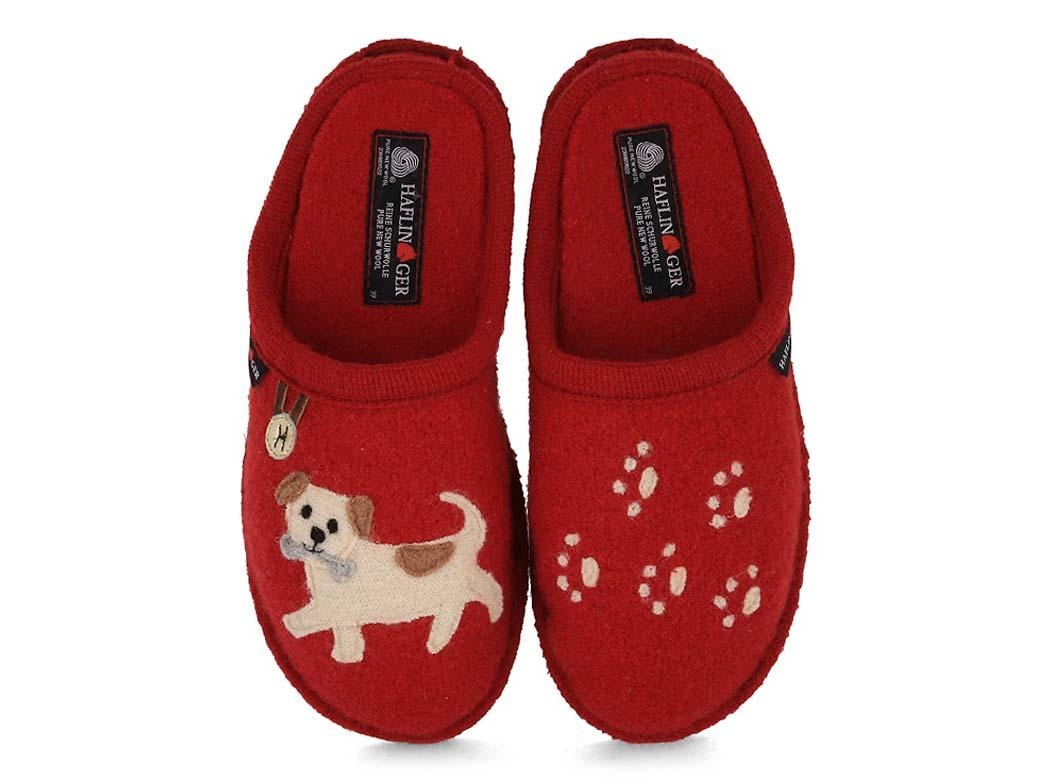 HAFLINGER Damen-Flizpantoffeln Flair Fido, paprika