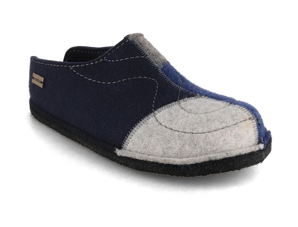 HAFLINGER Damen Pantoffeln Flair Puzzle, mittelblau