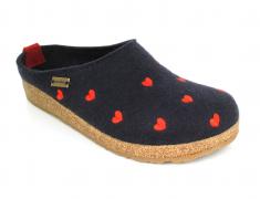 HAFLINGER Filzpantoffel Grizzly Cuoricino, mittelblau 