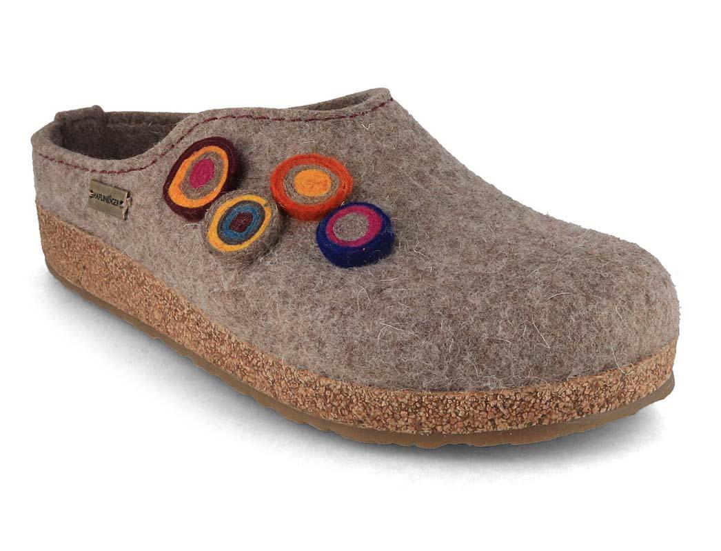 HAFLINGER Grizzly Kanon Filz Hausschuhe, torf