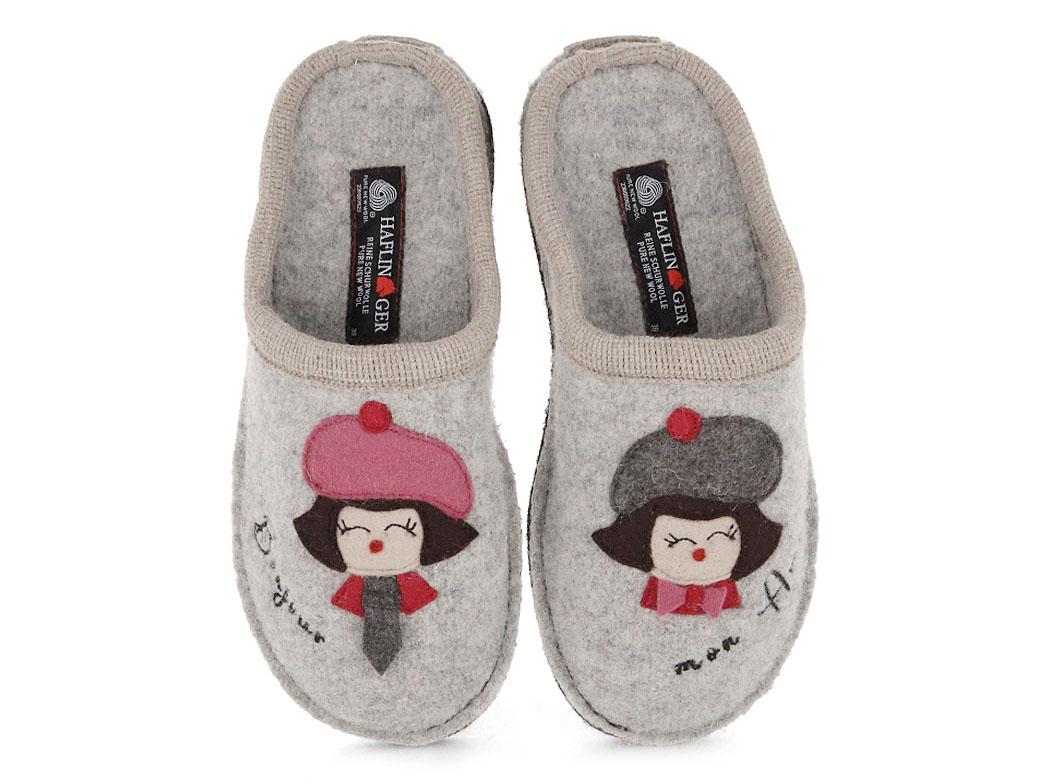 HAFLINGER Hausschuhe Flair Bonjour Damen, steingraumeliert