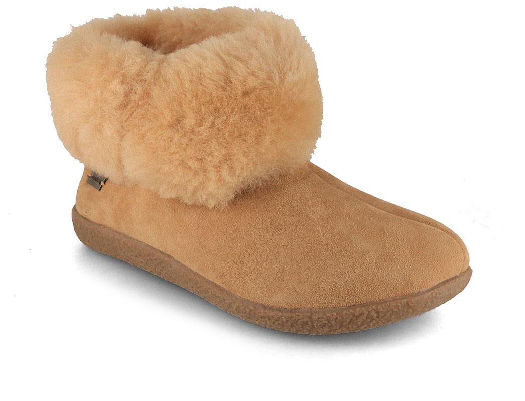 HAFLINGER Lemmi Damen Lammfell Hausschuhe, beigemeliert