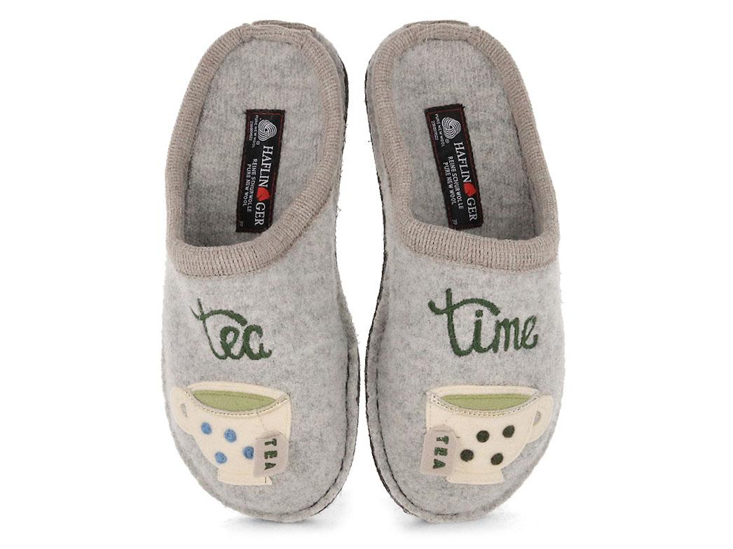 HAFLINGER Pantoffeln Flair Tea Time, steingraumeliert