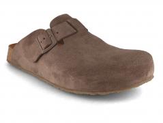 HAFLINGER Velour Leder Clogs Porto, greige taupe