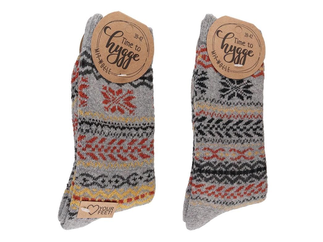 Time to Hygge Socken mit Wolle, grau